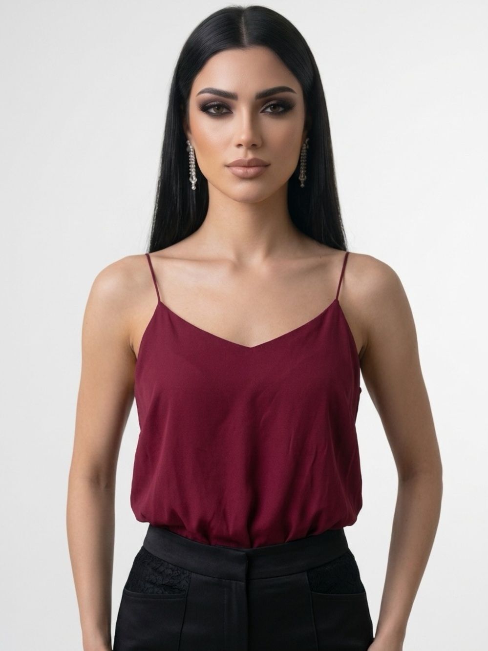 FREE PEOPLE | INTIMATELY Deep Fuchsia  Thin Strap V-Neck Bodysuit Women’s Size S
